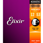 Elixir Nanoweb Acoustic Guitar Strings Phosphor Bronze Light 12-53