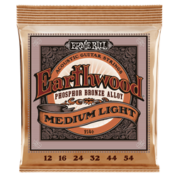 Ernie Ball 2146 Earthwood Acoustic Guitar Strings Phosphor Bronze Medium Light