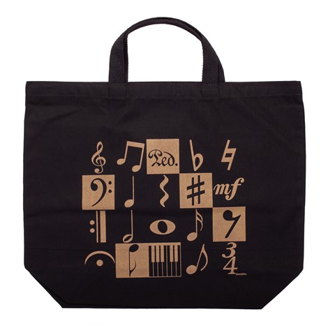 Albert Elovitz Tote Bag Music Motif Black and Gold